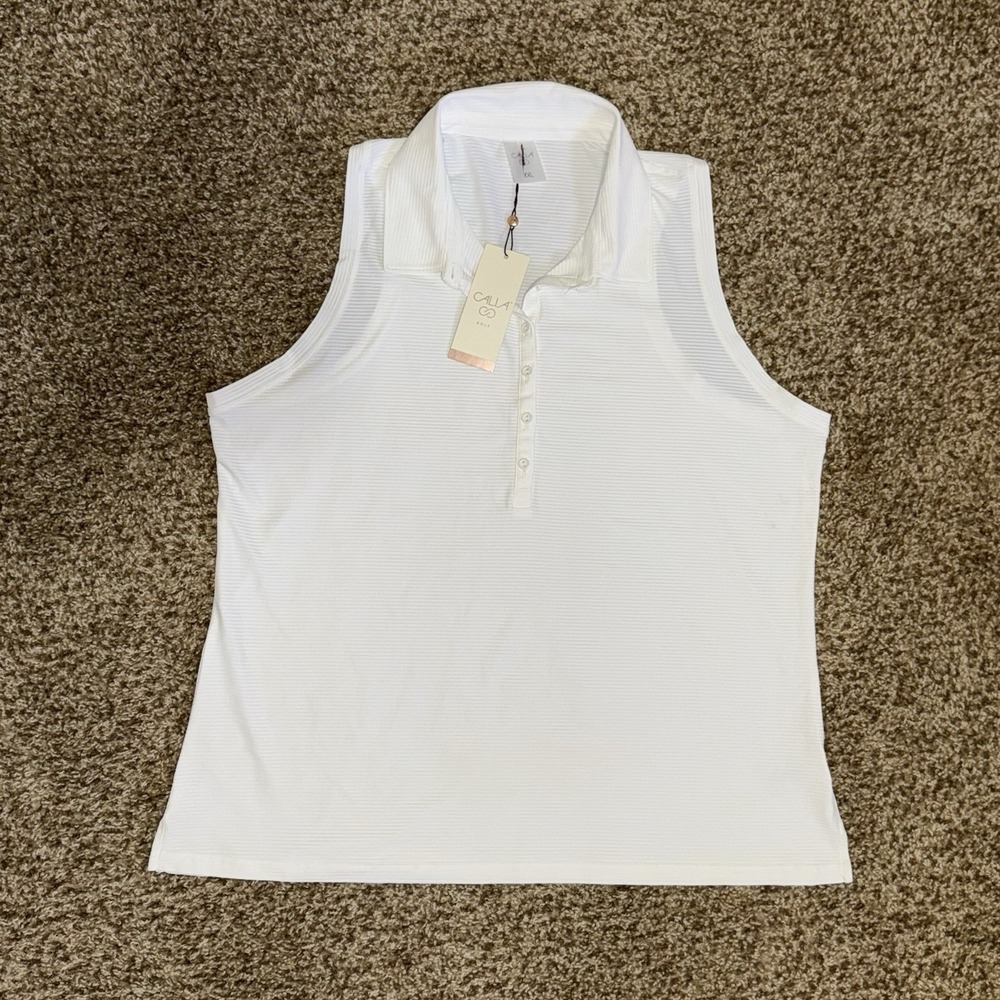 Calia Sleeveless Golf Tennis Polo Tank Top Womens Size XXL White Stretch NEW